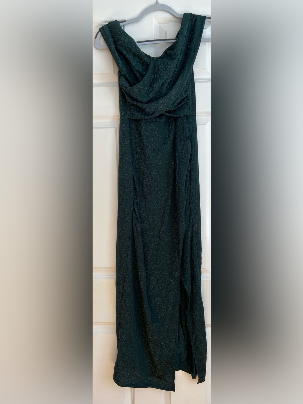 Classic emerald green dress for a special occasion but with comfort